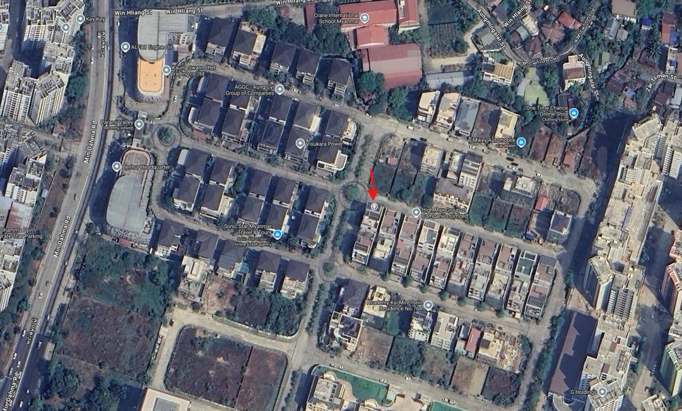 Satellite map of Parami Valley in Hlaing Township, with the office marked